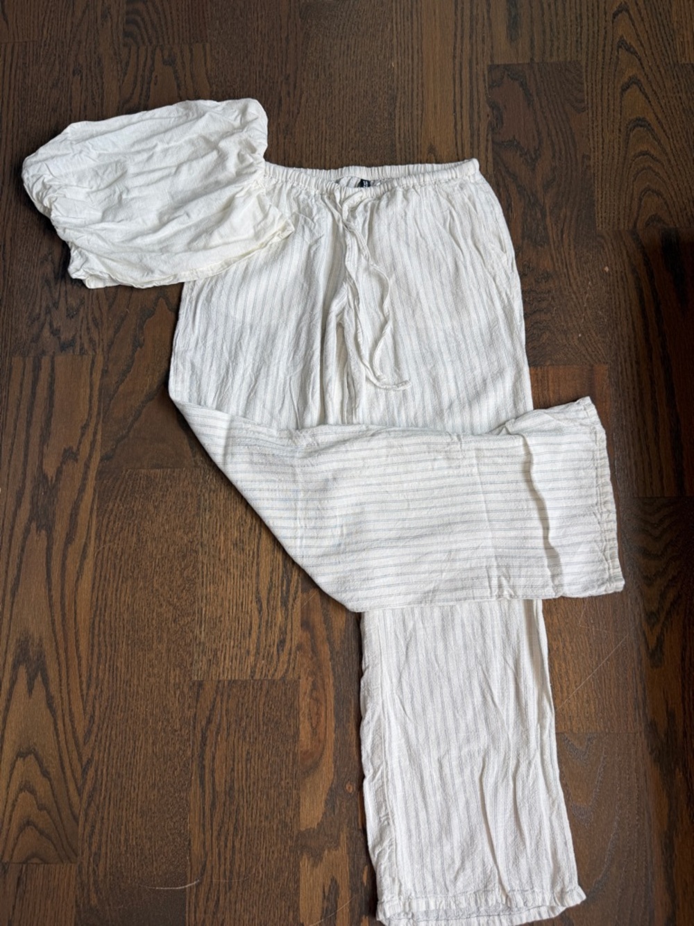 Lightweight Linen Pants and Strapless Top Set